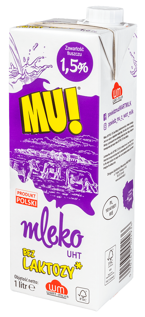 MU! UHT lactose-free milk 1.5%
